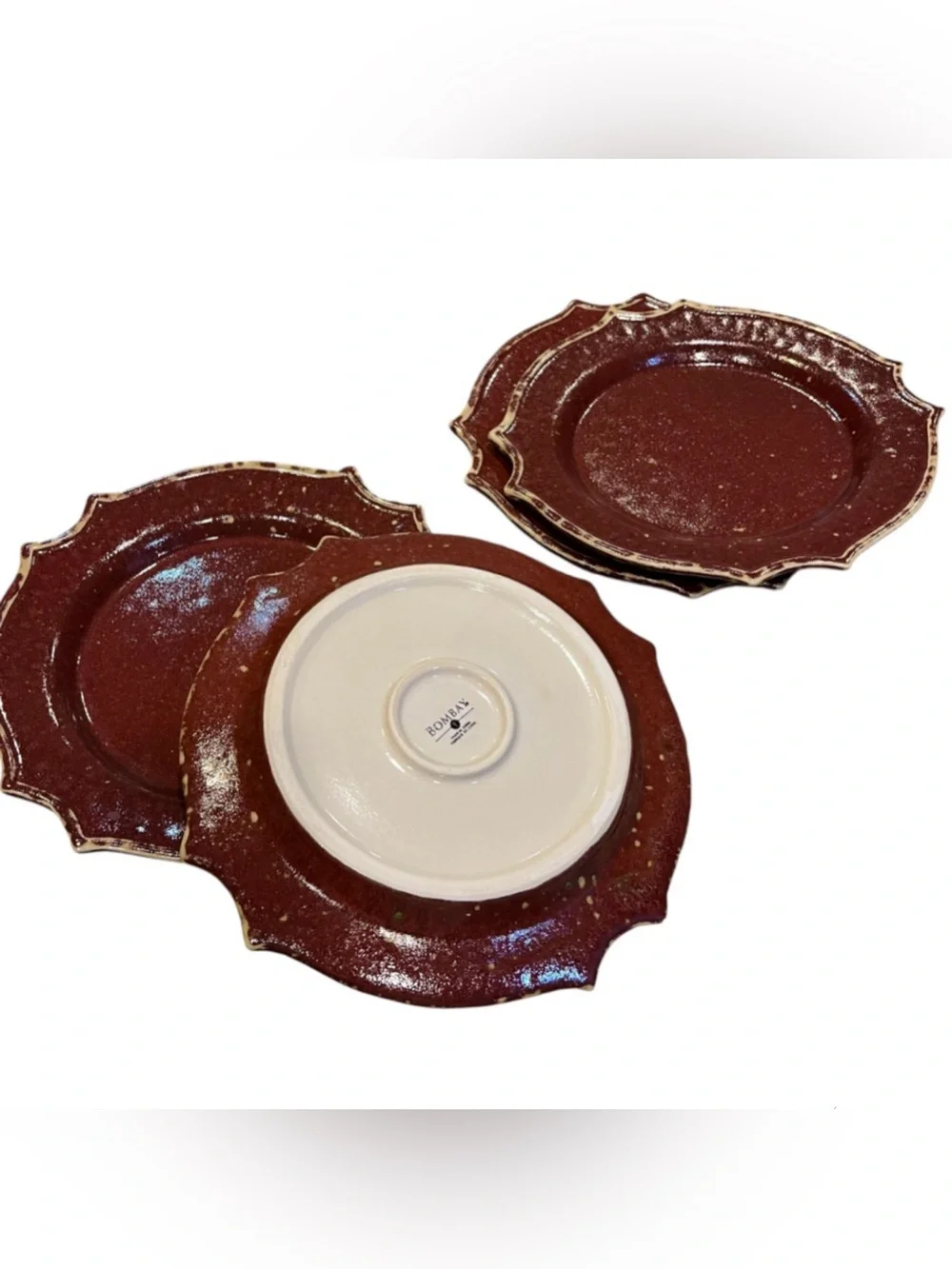 Bombay Tudor Dinner Plates Old World Medieval Gothic Moody Red Burgundy Vintage